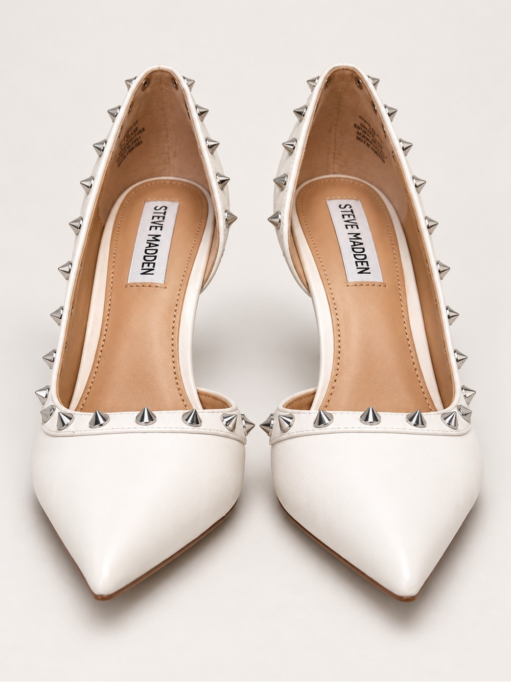 Steve Madden White Studded Spike Pointed-Toe Heels Size 6.5